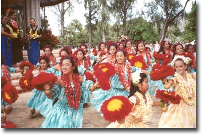 A group of hula dancers