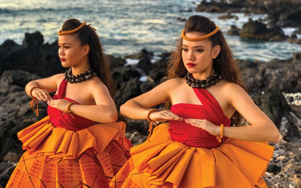 Two hula dancers