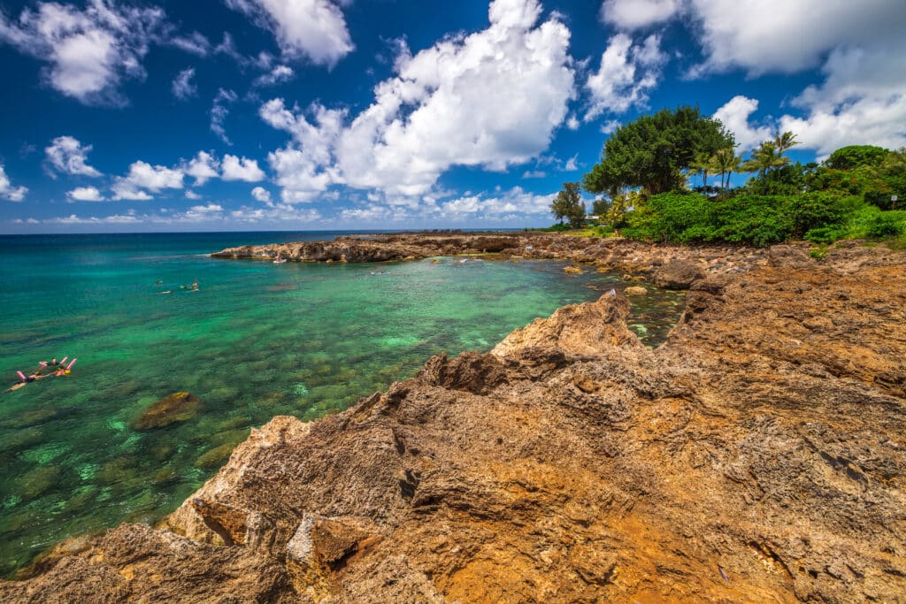 Scenic landscape of Sharks Cove, Hawaii, a small rocky bay side of Pupukea Beach Park 483167497
