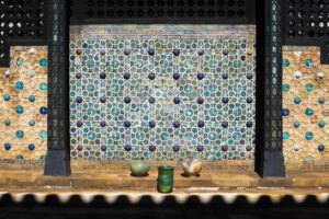 Ceramic vases and tile wall at shangri la museum honolulu oahu. Courtesy of Shangri La.